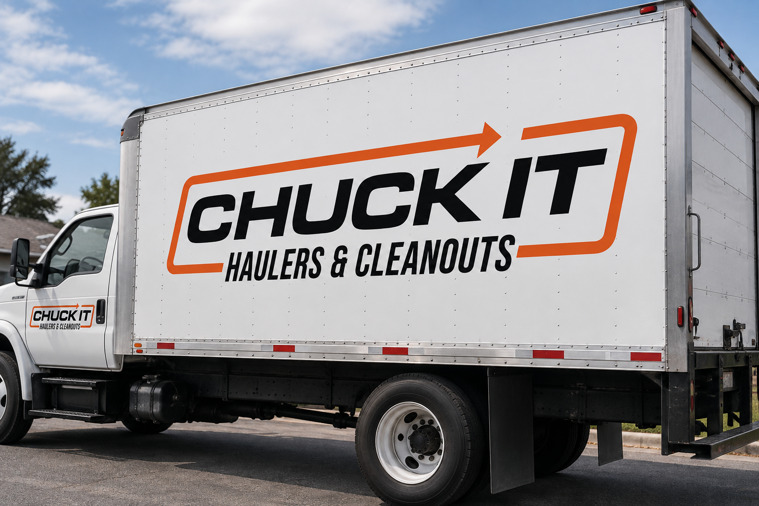 Chuck-It-Haulers refreshed identity applied to a work truck